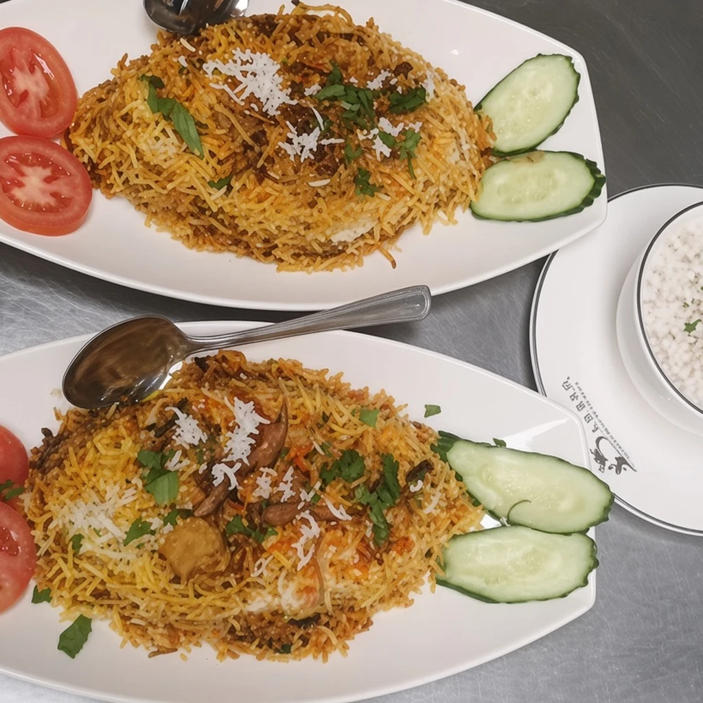 Chicken Biryani with basmati rice, onion, tomato, ginger and spices at Darbar Restaurant, downtown Saskatoon